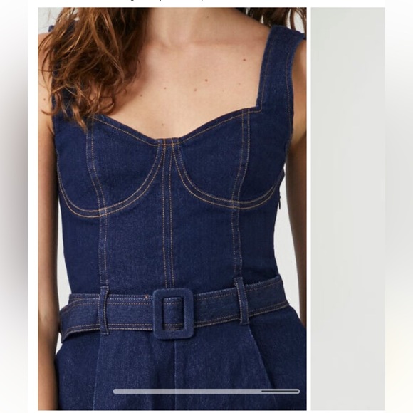 Belted Bustier Denim Jumpsuit - Picture 2 of 6
